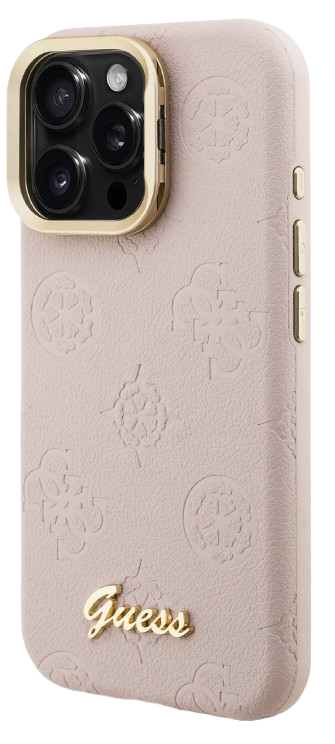 GUESS CARCASA GRAINED PEONY SOPORTE CAMARA IPHONE 16 PRO MAX ROSA