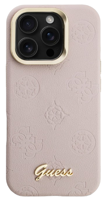 GUESS CARCASA GRAINED PEONY SOPORTE CAMARA IPHONE 16 PRO MAX ROSA