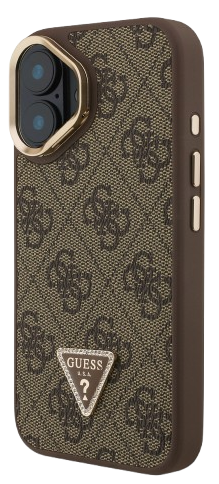 GUESS CARCASA MAGSAFE 4G TRIANGLE SOPORTE CAMARA IPHONE 16 MARRON