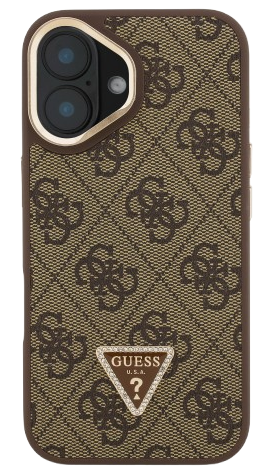 GUESS CARCASA MAGSAFE 4G TRIANGLE SOPORTE CAMARA IPHONE 16 MARRON