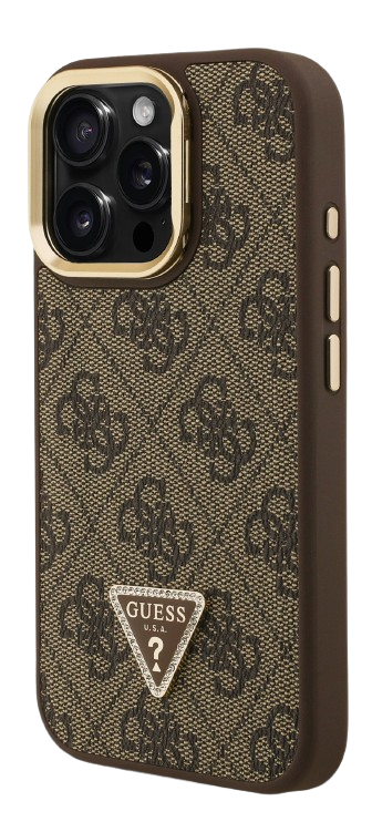 GUESS CARCASA MAGSAFE 4G TRIANGLE SOPORTE CAMARA IPHONE 16 PRO MAX MARRON