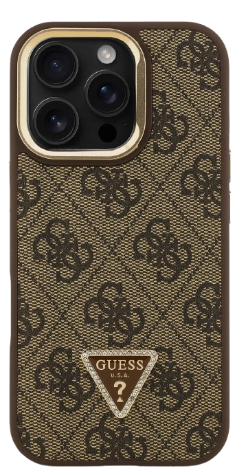 GUESS CARCASA MAGSAFE 4G TRIANGLE SOPORTE CAMARA IPHONE 16 PRO MAX MARRON