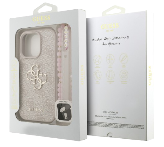 GUESS CARCASA 4G STRAP IPHONE 16 PRO MAX ROSA