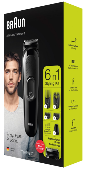 BRAUN CORTABARBAS BT3000 CON BATERIA 2 ACCESORIOS (copia)