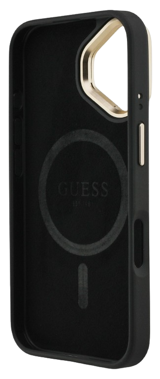 GUESS CARCASA MAGSAFE 4G TRIANGLE SOPORTE CAMARA IPHONE 16 NEGRO
