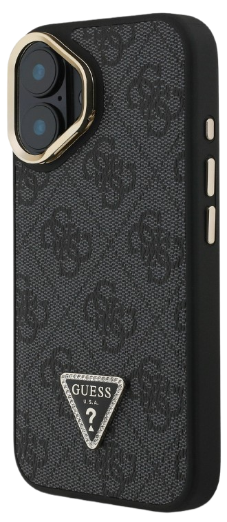GUESS CARCASA MAGSAFE 4G TRIANGLE SOPORTE CAMARA IPHONE 16 NEGRO