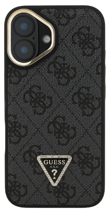 GUESS CARCASA MAGSAFE 4G TRIANGLE SOPORTE CAMARA IPHONE 16 NEGRO