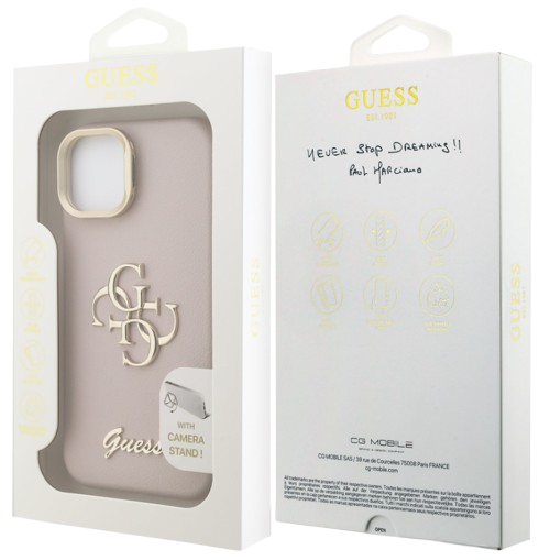 GUESS CARCASA GRAINED 4G SOPORTE CAMARA IPHONE 13 ROSA