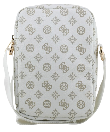 GUESS BANDOLERA 8" PEONY SCRIPT BLANCO
