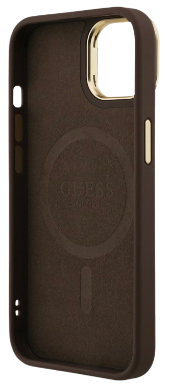 GUESS CARCASA MAGSAFE 4G TRIANGLE SOPORTE CAMARA IPHONE 14 MARRON