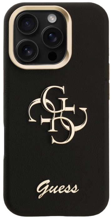 GUESS CARCASA GRAINED 4G CON SOPORTE DE CAMARA IPHONE 16 PRO MAX NEGRO