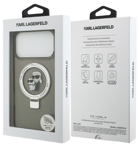 KARL LAGERFELD CARCASA MAGSAFE RINGSTAND KC IPHONE 17 PRO NEGRO