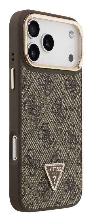 GUESS CARCASA MAGSAFE 4G TRIANGLE SOPORTE CAMARA IPHONE 17 PRO MARRON