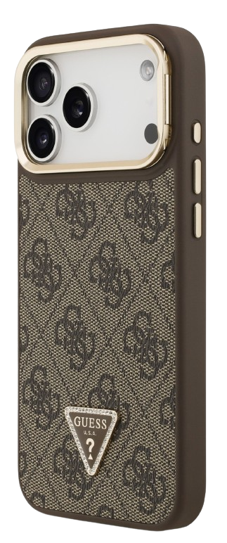 GUESS CARCASA MAGSAFE 4G TRIANGLE SOPORTE CAMARA IPHONE 17 PRO MARRON