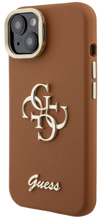 GUESS CARCASA GRAINED 4G SOPORTE CAMARA IPHONE 15 MARRON
