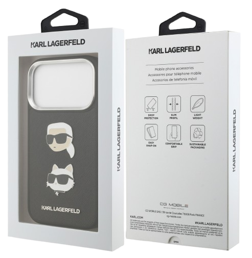 KARL LAGERFELD CARCASA GRAINED K&C HEADS IPHONE 17 PRO NEGRO