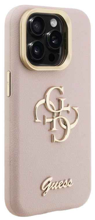 GUESS CARCASA GRAINED 4G SOPORTE CAMARA IPHONE 15 PRO MAX ROSA