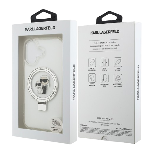 KARL LAGERFELD CARCASA MAGSAFE RINGSTAND IPHONE 17 BLANCO