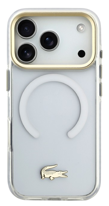 LACOSTE CARCASA MAGSAFE SHOCKPROOF IPHONE 17 PRO DORADO/BLANCO