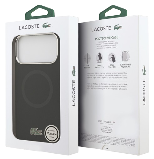 LACOSTE CARCASA MAGSAFE SILICONE CROC IPHONE 17 PRO MAX NEGRO