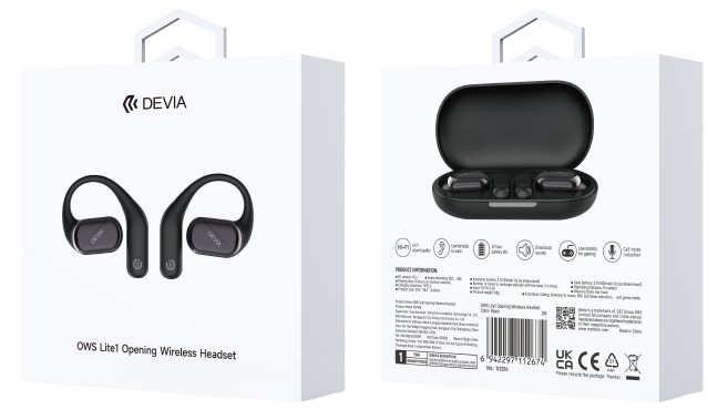 DEVIA AURICULAR BLUETOOTH OWS LITE1 NEGRO