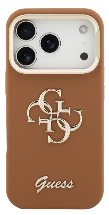 GUESS CARCASA GRAINED 4G SOPORTE CAMARA IPHONE 17 PRO MARRON