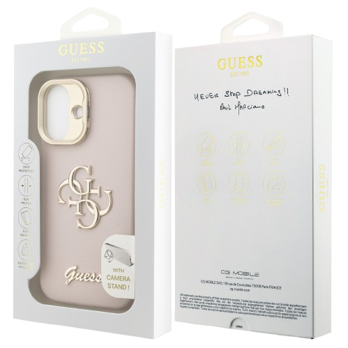 GUESS CARCASA GRAINED 4G SOPORTE CAMARA IPHONE 17 ROSA