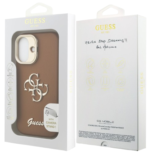 GUESS CARCASA GRAINED 4G SOPORTE CAMARA IPHONE 17 MARRON