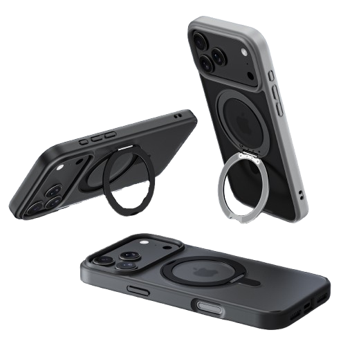 DEVIA CARCASA MAGSAFE CON SOPORTE ROTATORIO IPHONE 17 NEGRO