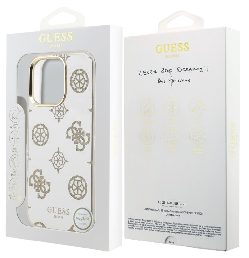 GUESS CARCASA MAGSAFE MIRROR GLITTER IPHONE 16 PRO MAX DORADO