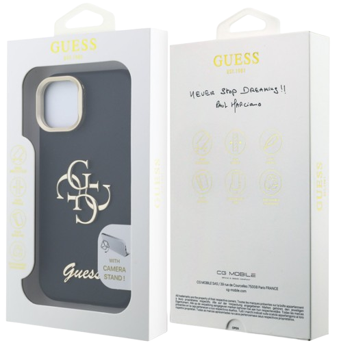 GUESS CARCASA GRAINED 4G SOPORTE CAMARA IPHONE 14 NEGRO