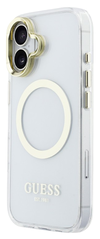 GUESS CARCASA MAGSAFE SOPORTE CAMARA IPHONE 16 DORADO