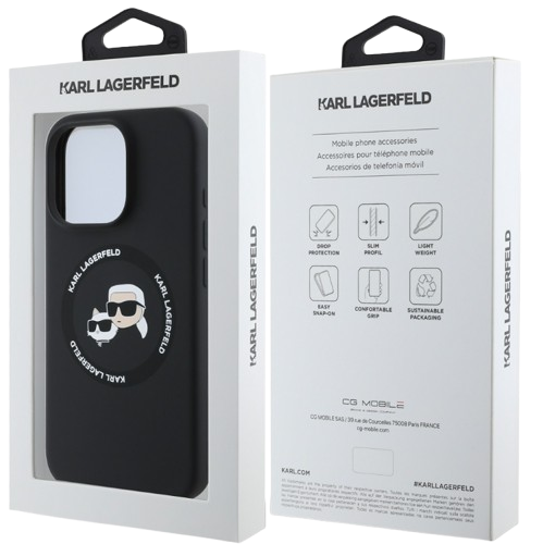 KARL LAGERFELD CARCASA MAGSAFE K&C HEADS IPHONE 16 PRO MAX NEGRO