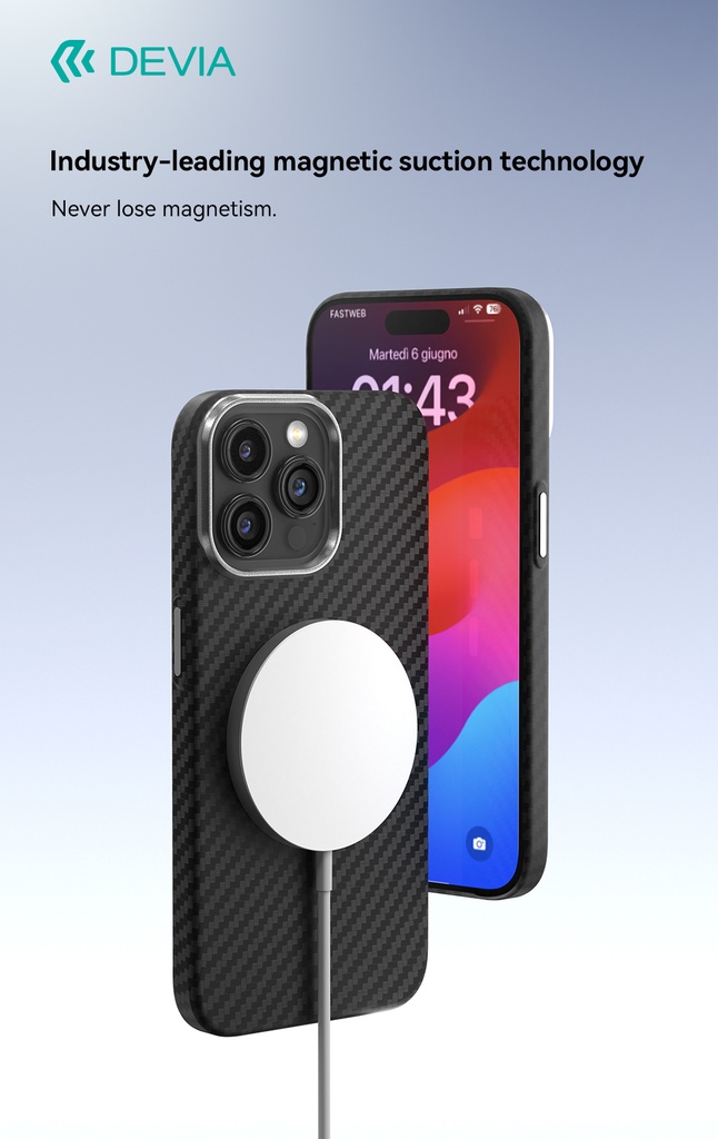 DEVIA CARCASA MAGSAFE CARBON FIBRE IPHONE 15 PRO