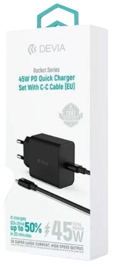 DEVIA CARGADOR ROCKET PD 45W + CABLE C-C