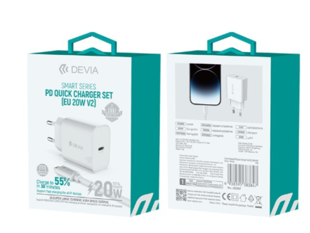 DEVIA CARGADOR TIPO C 20w + CABLE C-IOS