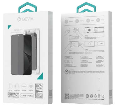 DEVIA CRISTAL TEMPLADO PRIVACIDAD CON APLICADOR IPHONE 17