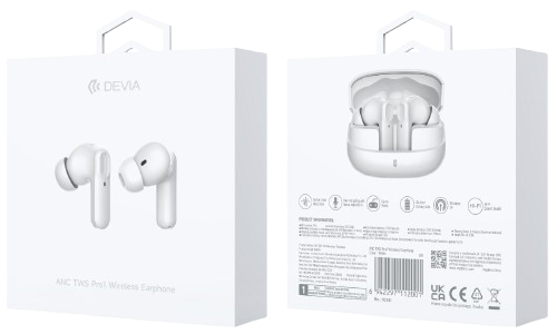 DEVIA AURICULAR BLUETOOTH ANC TWS PRO1 BLANCO