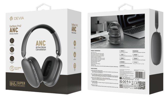 DEVIA AURICULAR BLUETOOTH EARBASS PRO2 ANC GRIS