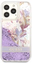 GUESS carcasa GLITTER FLOWER iphone 13 PRO LILA