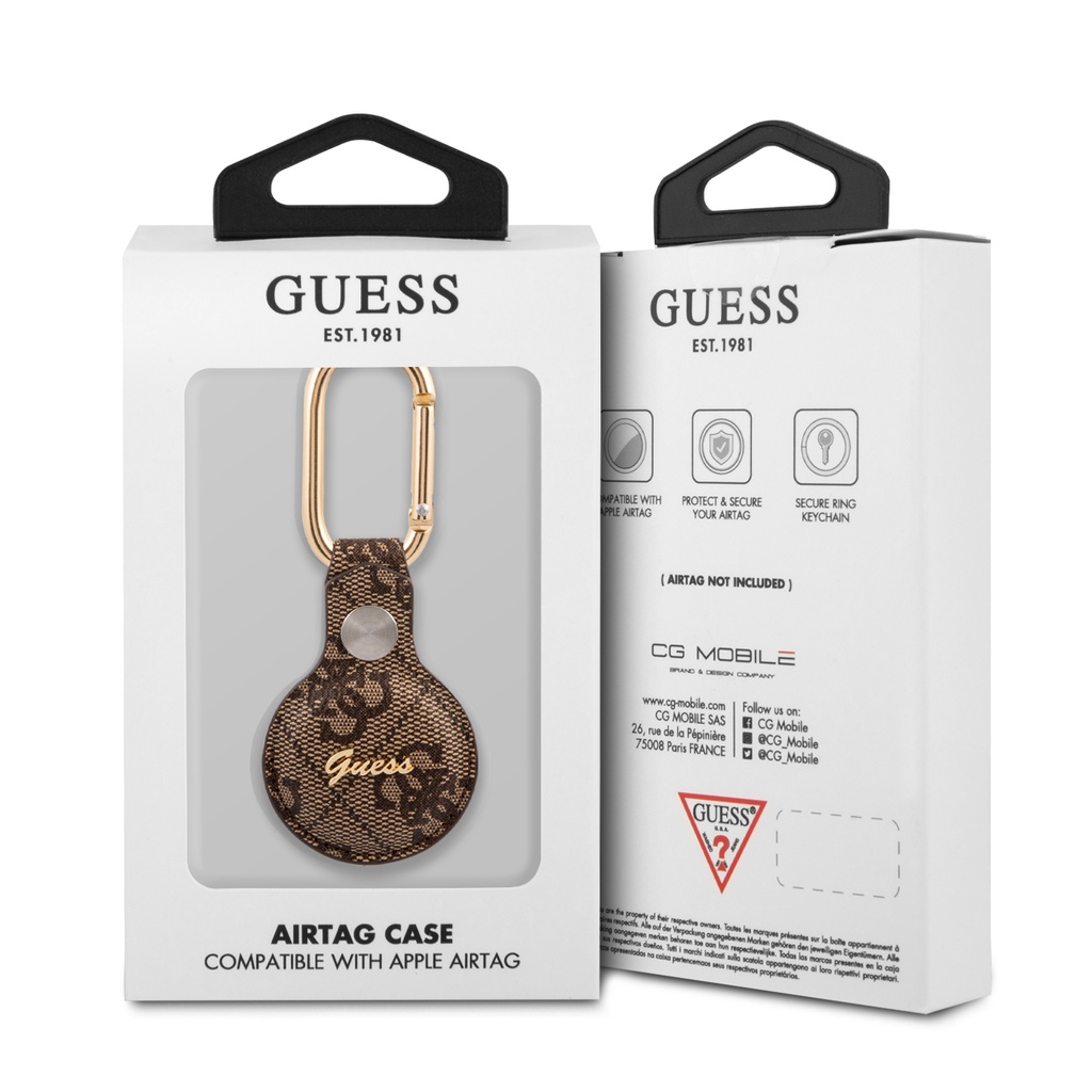 GUESS funda AIRTAG SCRIPT MARRON