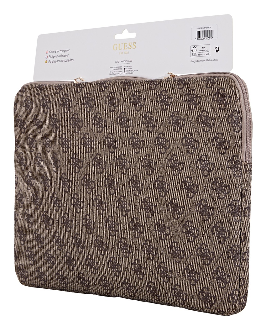 GUESS FUNDA 4G ZIPPER PORTATIL 14" MARRON