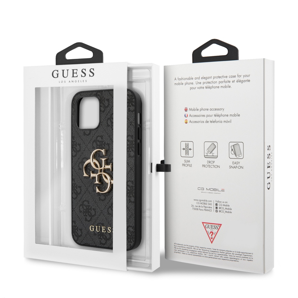 GUESS carcasa METAL LOGO IPHONE 12 PRO MAX GRIS