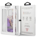 GUESS carcasa GLITTER FLOWER iphone 13 PRO LILA