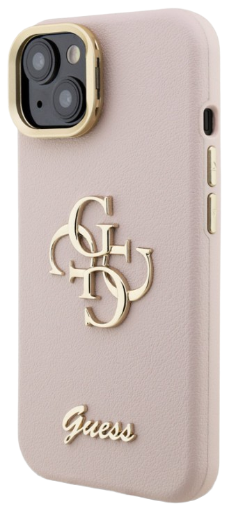 GUESS CARCASA GRAINED 4G SOPORTE CAMARA IPHONE 13 ROSA