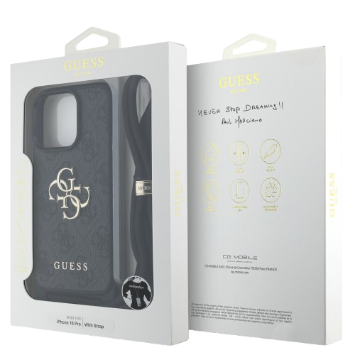GUESS CARCASA CROSSBOY STRAP 4G IPHONE 16 PRO NEGRO
