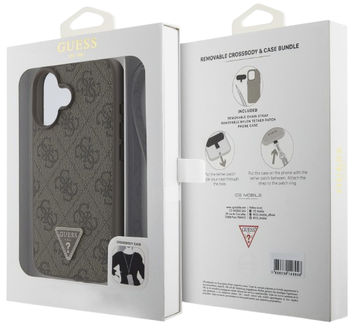 GUESS CARCASA STRASS CROSSBODY IPHONE 16 PLUS MARRON