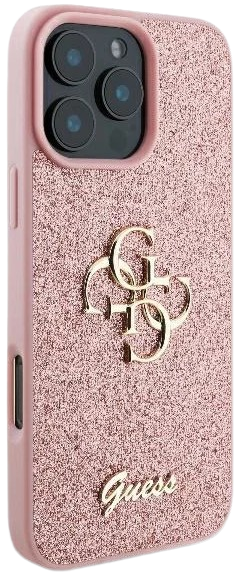 GUESS CARCASA GLITTER 4G IPHONE 16 PRO MAX ROSA