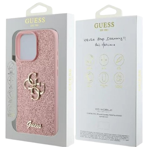 GUESS CARCASA GLITTER 4G IPHONE 16 PRO MAX ROSA