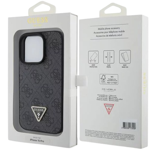 GUESS CARCASA TRIANGLE STRASS IPHONE 16 PRO MAX NEGRO